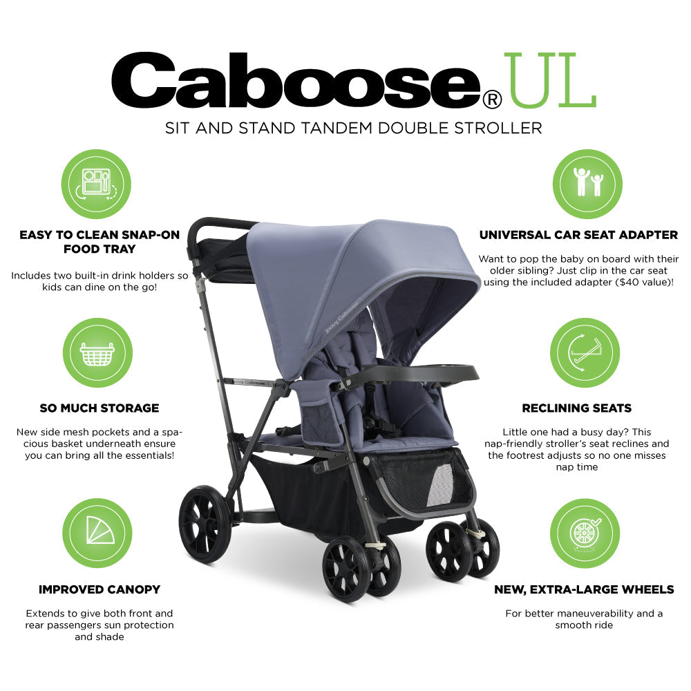 Joovy Caboose Ultralight Sit-and-Stand Double Stroller Black Sit N