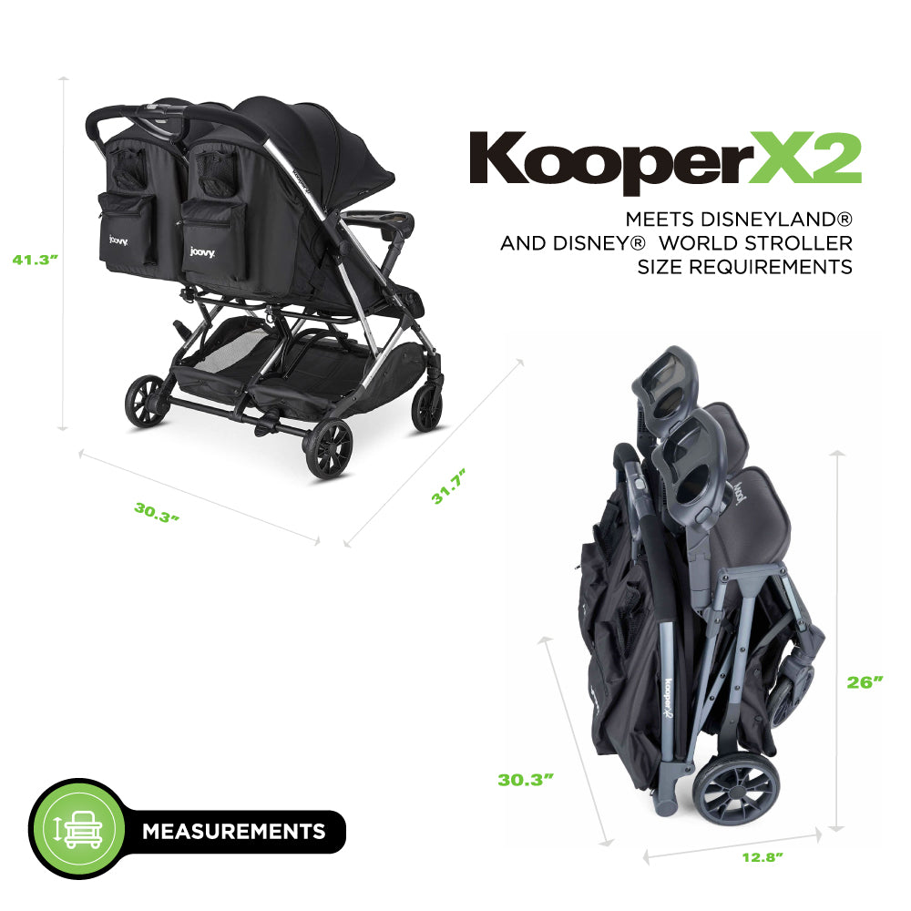 Kooper X2 Lightweight Compact Double Stroller With Trays joovy