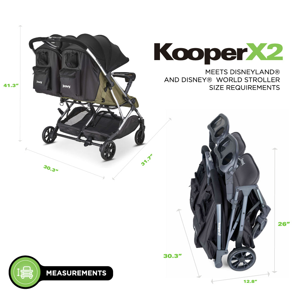 Kooper X2 Lightweight Compact Double Stroller With Trays joovy