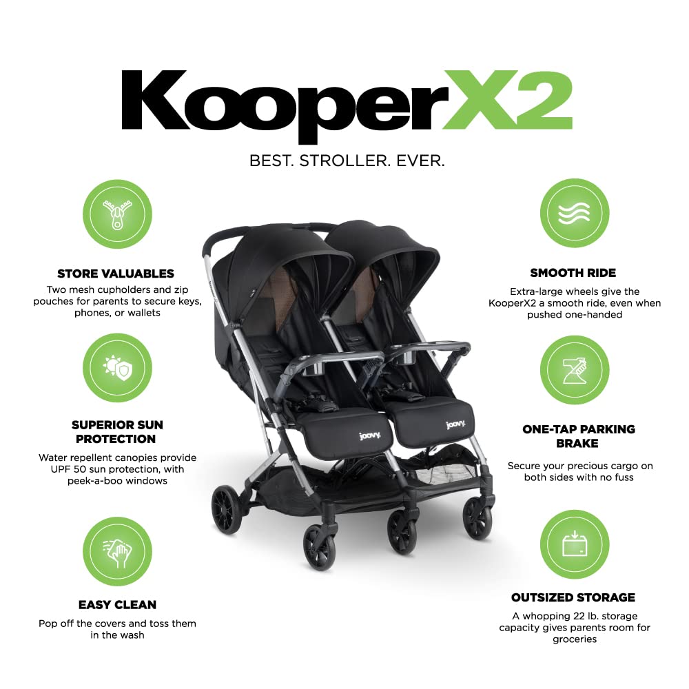 Joovy Kooper X2 Compact Double Stroller Black