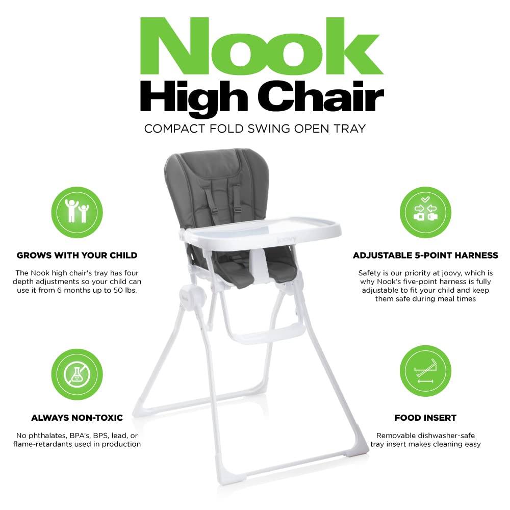 Nook Highchair Compact Fold Swing Open Tray joovy